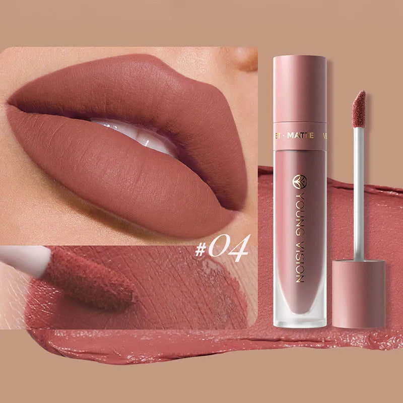 8-Color Matte Velvet Smooth Easy-to-Apply Square Tube Lip Gloss Waterproof Three-Dimensional Plumping Lipstick
