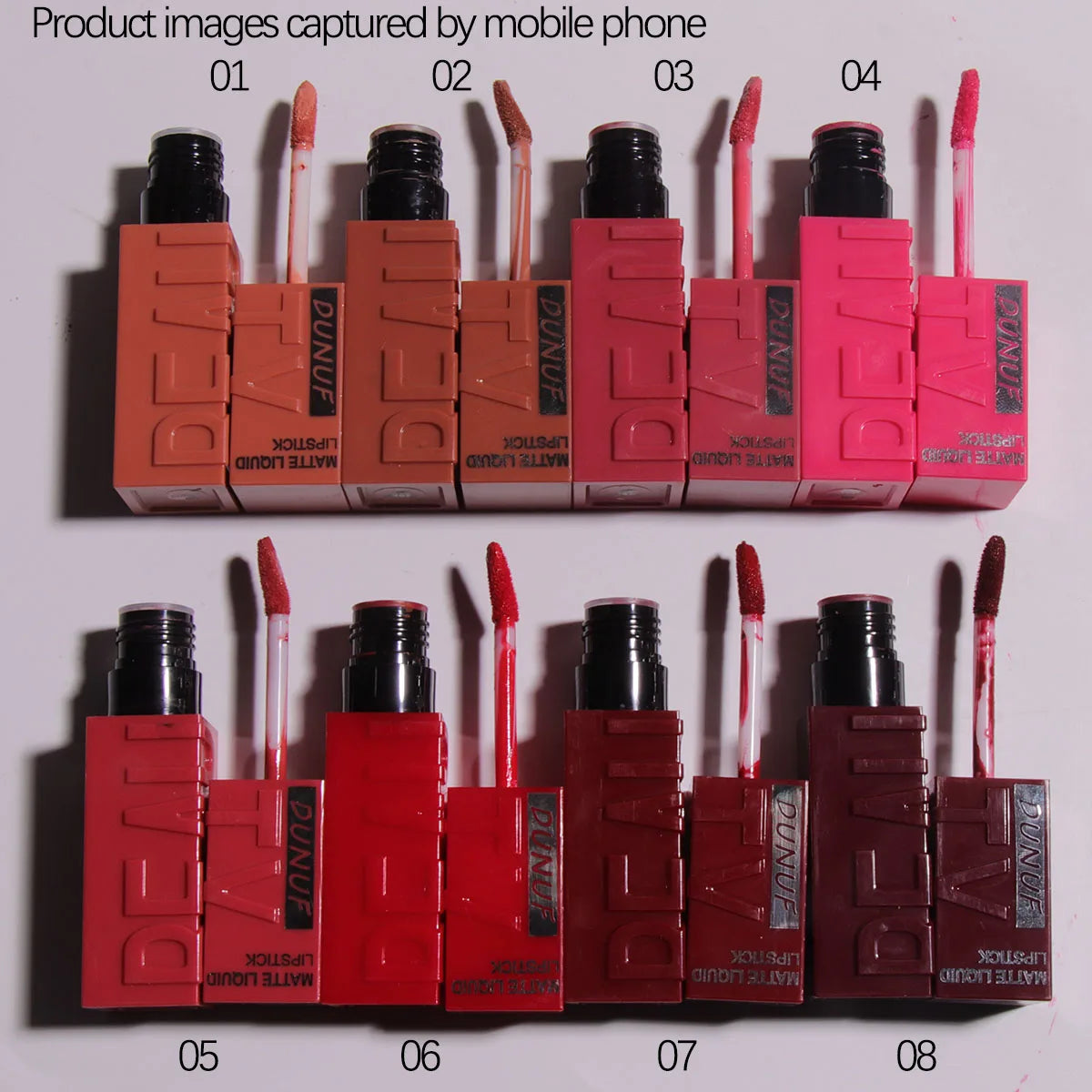 8-Color Matte Velvet Smooth Easy-to-Apply Square Tube Lip Gloss Waterproof Three-Dimensional Plumping Lipstick