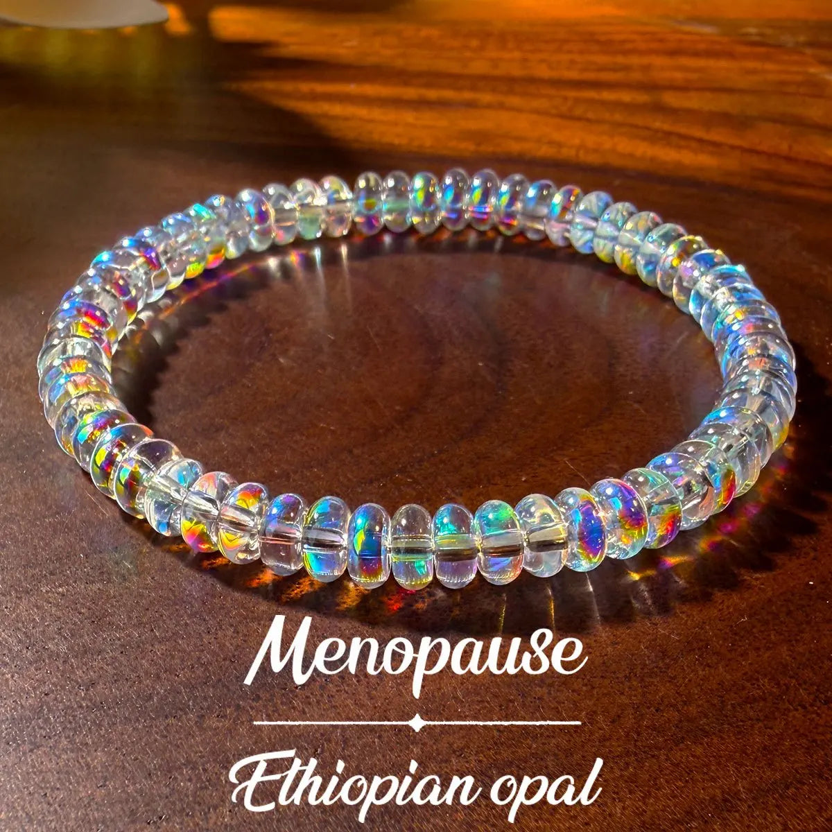 Menopause Natural Ethiopian Opal Bracelet, stretchable and elastic