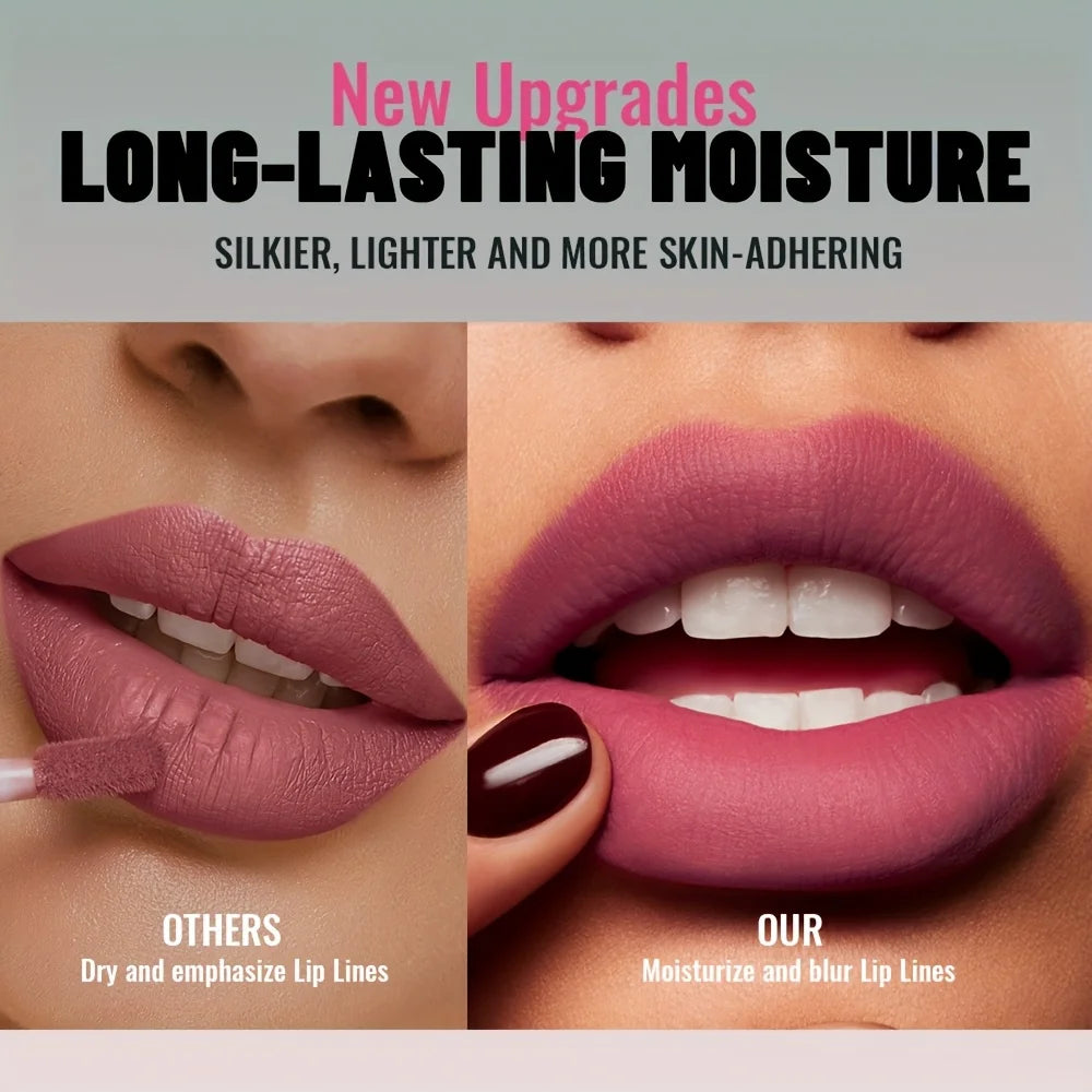 1pc Matte Velvet Lip Gloss, Highly Saturated Liquid Lip Mud, Non-Stick Long Lasting, All Skin Tones Compatible