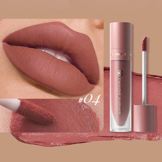 8-Color Matte Velvet Smooth Easy-to-Apply Square Tube Lip Gloss Waterproof Three-Dimensional Plumping Lipstick