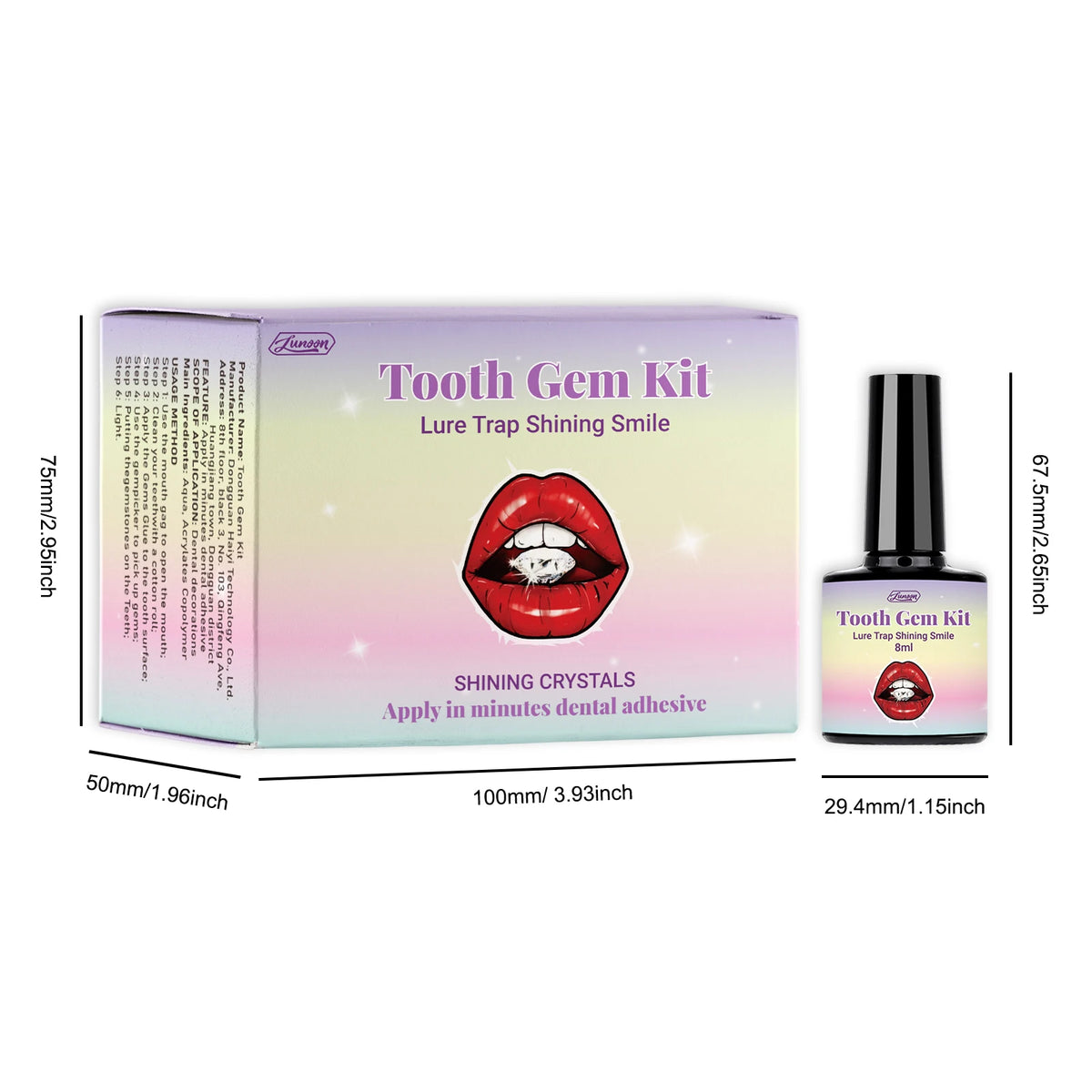 DIY Teeth Gems Kit With Glue And Light Teeth Anti-drop Clear Precious Stone Jewelry