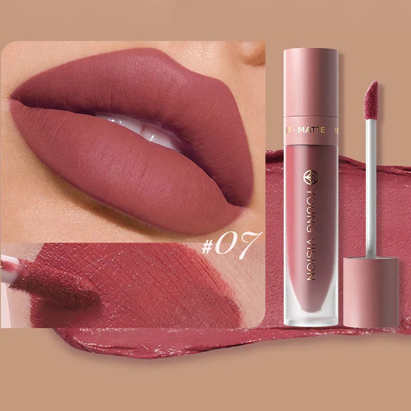 8-Color Matte Velvet Smooth Easy-to-Apply Square Tube Lip Gloss Waterproof Three-Dimensional Plumping Lipstick