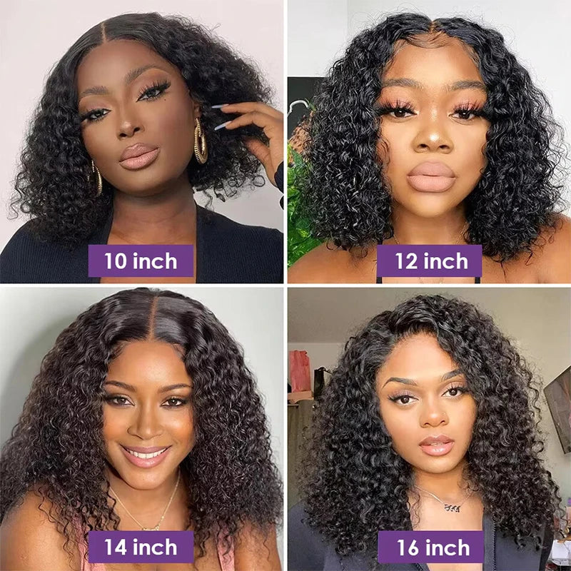 Natural Hairline Water Wave 13x4 Lace Front Wigs Human Hair 180% Density Short Bob Wig Human Hair Pre Plucked for Women 16inch