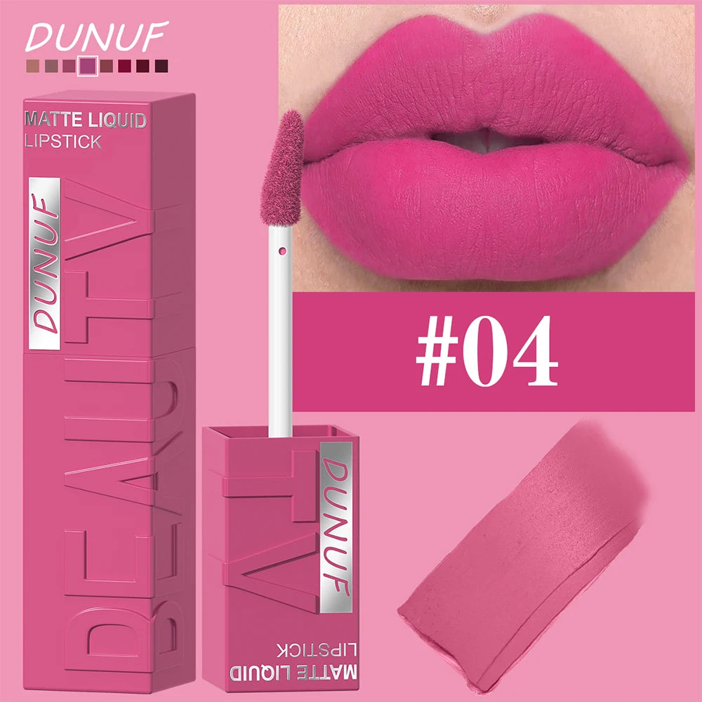 8-Color Matte Velvet Smooth Easy-to-Apply Square Tube Lip Gloss Waterproof Three-Dimensional Plumping Lipstick
