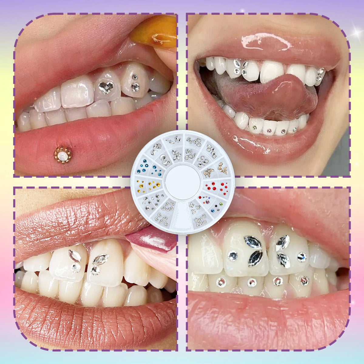 DIY Teeth Gems Kit With Glue And Light Teeth Anti-drop Clear Precious Stone Jewelry