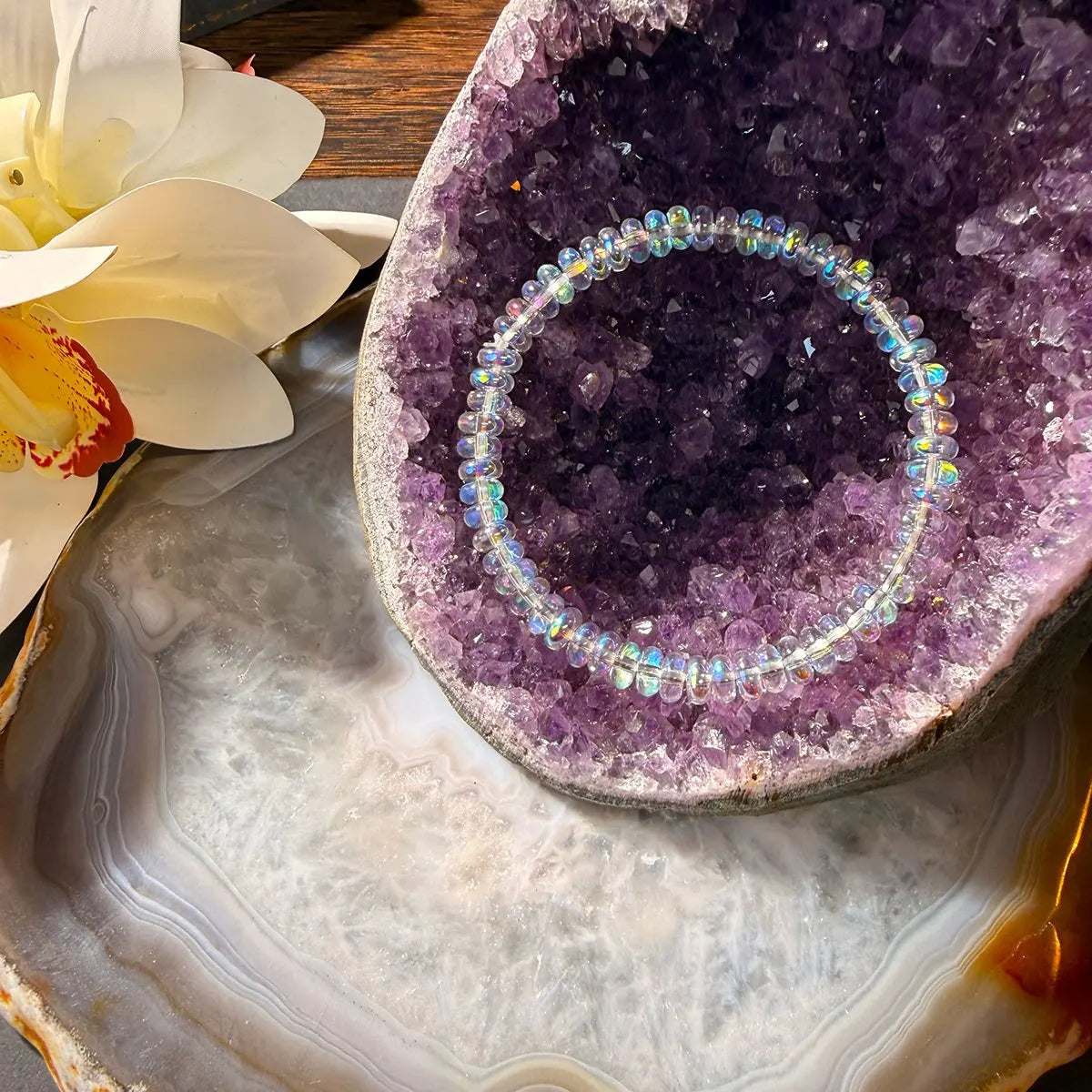 Menopause Natural Ethiopian Opal Bracelet, stretchable and elastic