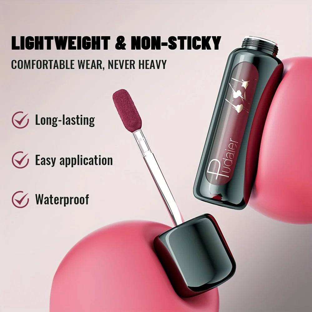 1pc Matte Velvet Lip Gloss, Highly Saturated Liquid Lip Mud, Non-Stick Long Lasting, All Skin Tones Compatible