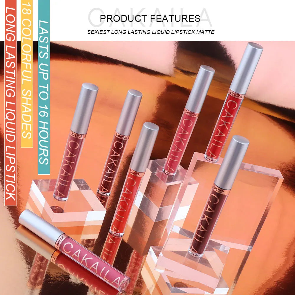6-Color Lip Gloss Lipstick Set Liquid Matte Velvet Matte Women's Makeup Long-lasting Waterproof Non-stick Cup Non-fade